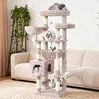 Cat Tree, Cat Tower for Large Cats with 2 Big Platforms, 2 Baskets, condo and Toys, 63" Cat Scratching Posts for Indoor Cats, Muchroom GCT020MU