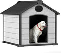 Indoor Outdoor Dog House Weatherproof for Small Medium Dogs, Resin Plastic Pet House with Flip Lid and Elevated Floor, Easy Assembly (45" Large Dog House)