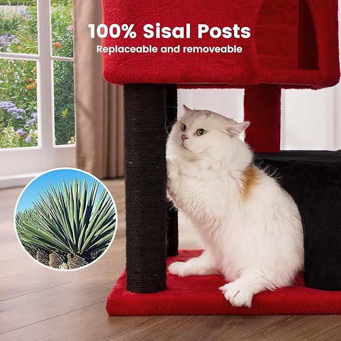 Gardner Pet 41" Cat Tree for Medium-Large Cats, Gothic Cat Tree, Heavy Duty Cat Trees Towers with 2.8in Posts & Washable Top Perches