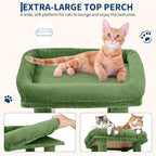 Green 61" Heavy Duty Cat Tree for Large Indoor Cats & Maine Coon, Fresh Multi-Level Cat Tower with Extra Large Perch, 2 Spacious Condos, Natural Sisal Scratching Posts & Interactive Toys