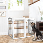 ZJSF Freestanding Foldable Dog Gate - Extra Wide Wooden White Puppy Gate - 2 Panels Pet Fence