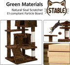 Brown Cat Tree Tower,Cat Scratcher Activity Centre Scratching Posts with 2-Condo and Dangling Toys