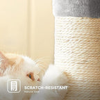 Feandrea Cat Tree, Small Cat Tower, 33.1-Inch Cat Condo with Basket, Cat Cave, Removable Washable Cover for Top Perch, for Small Spaces, Light Gray UPCT142W01