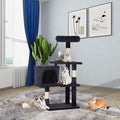 36-Inch Ergonomic Cat Activity Tower with Sisal-Wrapped Columns & Toys - Modular Design Saves Floor Space While Providing 3-Tier Vertical Play Zones for Multiple Indoor Cats（Dark Grey）