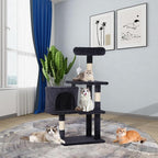 36-Inch Ergonomic Cat Activity Tower with Sisal-Wrapped Columns & Toys - Modular Design Saves Floor Space While Providing 3-Tier Vertical Play Zones for Multiple Indoor Cats（Dark Grey）