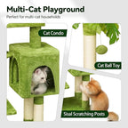 Green Tall Cat Tree 47-Inch for Kittens Under 6 Months 9lbs, Cat Tower for Small Cats - Scratching Post, Plush Hammock, Double Condos & Dangling Toys