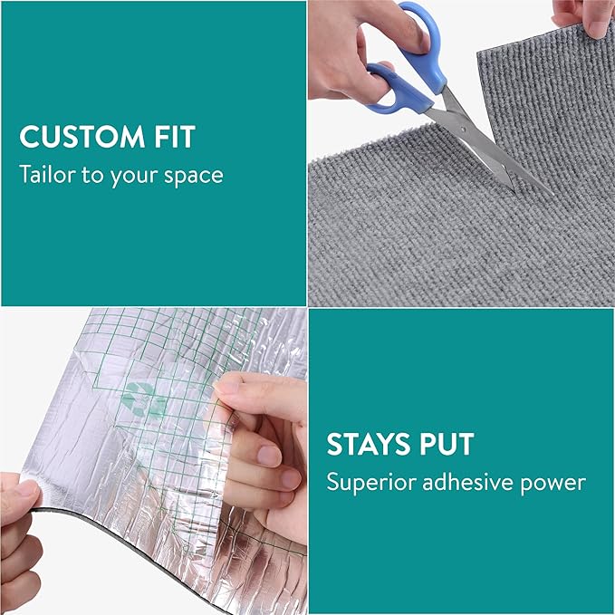 Navaris Scratch Mat Roll - Adhesive DIY Climbing Cat Scratcher for Furniture - Cut to Fit Cat Couch & Wall Scratchers for Indoor Cats - Self-Adhesive Scratching Carpet Pad - Gray