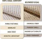 Sisal Cat Scratcher Bed with Hammock, Solid Wood Frame Cat Scratch Pad & Lounger for Indoor Cats, Durable Natural Sisal Cat Furniture Protector for Scratch, Rest and Sleep(Large)