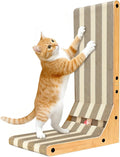 Cat Scratcher, L-Shaped 23.7" Tall Cardboard Scratching Board - 3 in 1 Wall Lean or Flat Use, Extra Thick Corrugated Cat Scratch Pad with Bell Ball Toy for Indoor Cats