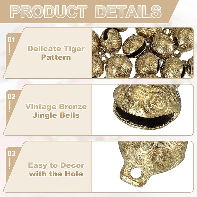 uxcell 16 Pcs Vintage Bronze Jingle Bells, 20mm Tibetan Jingle Bells for Crafts, Small Rustic Decorative Metal Bell for Dog Cat Pet Collar DIY Crafts Home Door Christmas Decor