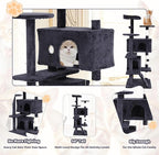 54" Cat Tree, Cat Tower for Indoor Cats, Cat Jumping Platform & Cat Scratching Post, Cat Condo with Spacious Cat Bed Cave & Hidden Space, Dark Gray