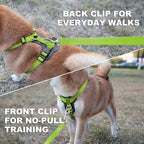 Plutus Pet Adjustable No Pull Dog Harness with Leather Accents, Heavy Duty Reflective Nylon Vest for Training, Hiking, Easy Walk Harness for Small, Medium, Large Dogs (Green, S)
