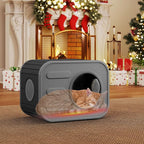 NUNU LAB Plastic Cat House Outdoor, Cats House for Indoor, Weatherproof Cat House, Camera Shaped Design, with Escape Door, for Small to Medium Cats (Grey)