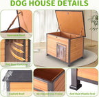 Dog House Outdoor Weatherproof, Sturdy Large Breed Doghouse Anti-Chewing Iron Frames Wood Houses, Dog Shelter for Indoor Puppies, Cats