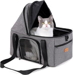 BurgeonNest Top-Expandable Large Cat Carrier, Soft Sided Cat Bag Carrier for Medium Large Pet Up to 15 lbs, Upgraded Small Dog Car Seat, Puppy Travel Bag with Semi-Open Canopy