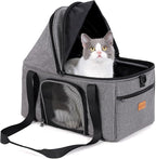 BurgeonNest Top-Expandable Large Cat Carrier, Soft-Sided Cat Bag for Medium & Large Cats Up to 25 lbs, Upgraded Small Dog Car Seat, Pet Travel Bag with Semi-Open Canopy