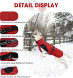 Nanaki Large Dog Coat Rainproof-Warm Giant Breed Dog Jacket with Leash Hole, Fleece Lining Reflective Great Dane Winter Coat Doberman Jacket for Cold Weather Outdoor Walking Hunting, Camping, Red 3XL