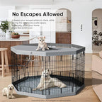 PJYuCien Dog Playpen with Bottom Pad - Metal Foldable Exercise Pen, 8 Panels 30" H x 24" W Indoor Outdoor Pet Fence Puppy Crate Kennel, Gray