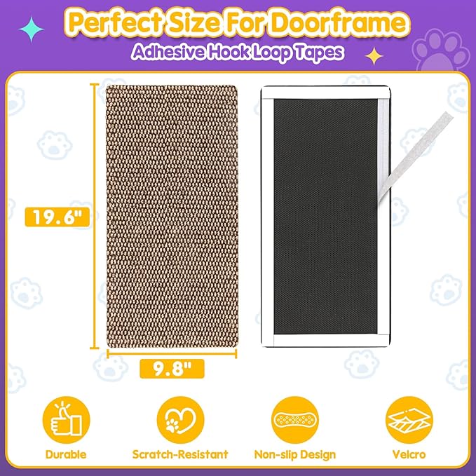 Wall Cat Scratcher for Indoor Cats,19.6x9.8”Corner Cat Scratcher,Cat Scratch Pad Furniture Protector for Door & Wall,Couch, Durable Cat Scratching Board Easy Mount (Deep Brown, 19.6”x9.8”)