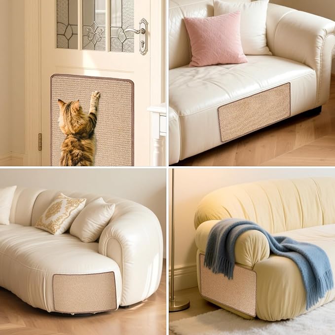 2 Pcs Cat Scratcher Mat Natural Sisal Cat Scratch Pad Indoor Horizontal Floor and Wall Cats Scratching Pad Rug Protect Carpets and Sofas