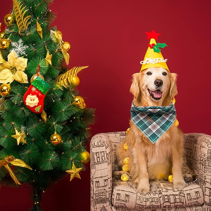 Elegant Tail Christmas Bandana - Soft, Adjustable, Washable Square Dog Scarf for Small to Large Dogs - Perfect for Girls and Boys