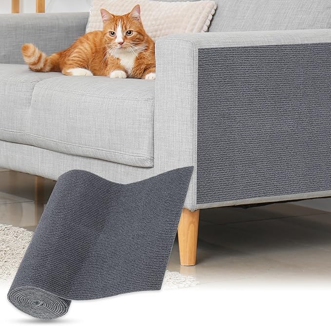 uxcell Self-Adhesive Cat Scratching Mat, 1 Roll 118" x 11.8" Couch Protector from Cat Claws for DIY Sofa, Wall, Doors, Cut Anti Cat Scratch Pad Carpet Mat, Dark Gray
