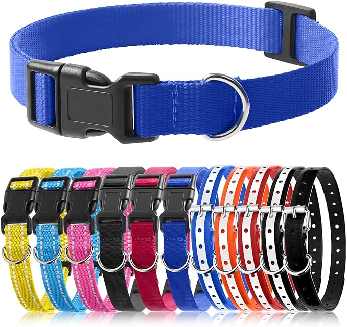 PetJoy Shock Collar Replacement Strap, Dog Replacement Training Collars with D-Ring, 3 Pack Adjustable Nylon Dog Collar Strap for Small, Medium & Large Dogs