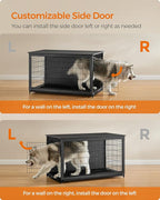 Feandrea 56.1" Dog Crate Furniture, Indoor Dog Cage Side End Table, XXL Pet Wood Kennel for Large and Medium Dogs up to 105 lb with Multi-Purpose Removable Tray, Double-Door Pet House, Ink Black