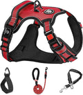 NESTROAD No Pull Dog Harness,Adjustable Oxford Dog Vest Harness with Leash,Reflective No-Choke Pet Harness with Easy Control Soft Handle for Large Dogs(Large,Red)