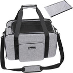 Petmolico Cat Carrier Soft-Sided Pet Bag for Small Medium Cats Puppies 16LBs - Airline Approved Pet Travel Carrier 3 Open Doors (Medium,Grey-X863)