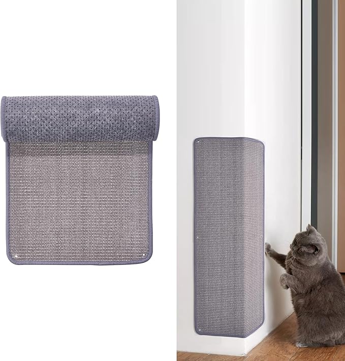 Natural Sisal Cat Scratching Mats 1 Pack,Cat Scratch Furniture Protector,Wall Mounted Wall Climbing Carpet, Horizontal Cat Scratcher Rugs Carpets Mats for Wall Couch Protection, 39.3" Lx15.7 W，Grey