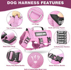 WINSEE Service Dog Vest Harness for Large Dog, Tactical Working MOLLE Vest with 10 Pet Patches, No Pull Heavy Duty Harness for Training Walking