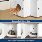 48.8" Wooden Cat Tree with Hidden Litter Box Enclosure & Storage Cabinet – 2-in-1 Cat Furniture with Scratching Post, Toy Balls, and Play Area for Indoor Cats