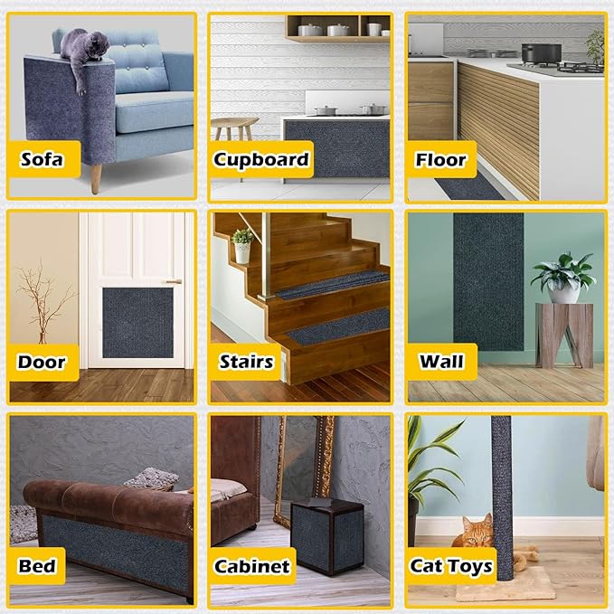 Cat Scratching Pad, Cat Scratch Couch Furniture Protector for Couch, Wall & Tree, DIY Anti-Scratch Cover for Claws Scratching Indoor,Light Gray
