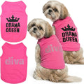 Parisian Pet 2 Pack Dog Shirts – 100% Cotton Pink Shirts for Medium Dogs Girl – Sleeveless Diva and Drama Queen Dog Clothes – Breathable Summer Pet Apparel - Stretchy and Stylish T Shirts for Dogs