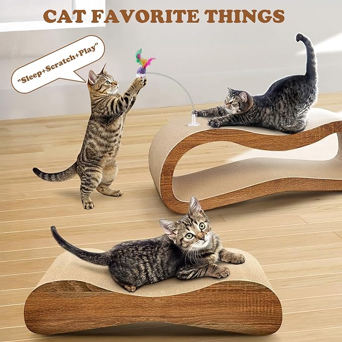 Simple Delxue Cat Scratcher, 2 in 1 Cat Scratching Board, Cat Cardboard, Scratch Lounger, Large, 27.56 x9.45 x8.86 inch