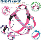 2 Hounds Design - Freedom No-Pull Harness & Training Leash in Pink and Blue | Dual Leash Loops, No Pulling on Walks | Lined to Prevent Chaffing | for Large Sized Dogs (Size M, Chest 24”- 28”)