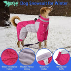 MIGOHI Full Body Dog Coat - Warm Reflective Small Dog Winter Coat with Harness, Turtleneck Fleece Jacket for Dogs,Four-Leg Windproof Puffer Jackets Snowsuit with Zipper for Small Medium Large Dogs,XS