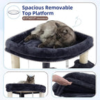 Corner Cat Tree for Indoor Cats, Cat Tower with All Sisal Scratching Posts, Multi-Level Cat Condo wth 2 Large Cat Caves, Big Top Perch, 2 Hanging Baskets, Sisal Ramp, Drak Gray GCT035G