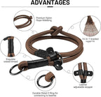 Slip Dog Collar, Nylon Rope Dog Choker Collars with Adjustable Stopper, Heavy Duty Collar for Medium Dog Training (Brown)