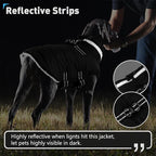 Dogcheer Dog Coat, Waterproof Dog Jacket with Harness, Reflective Adjustable Winter Coat with Zipper, Christmas Pet Snow Jacket Clothes for Small Medium Large Dogs - Black M