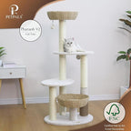 PetPals® Pharaoh 5-Level Cat Tree with Recycled Paper Rope Baskets, Sisal Scratching Posts, Teaser Toy, Massager, Eco-Friendly Boho Cat Furniture for Cats Up to 15 lbs
