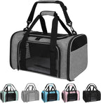 Carriers Soft-Sided Pet Carrier Case for Small Medium Cats Dogs Puppy Under 15 lbs,Airline Approved Cat Carrier with 4 Ventilated Windows (Medium,Grey&Black)