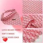 Elegant little tail Dog Bandana, Valentine's Day 1PC Washable Dog Scarf Female or Male Square Bib Kerchief Scarf Adjustable Pet Bandana for Medium Large Dogs