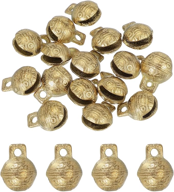 uxcell 16 Pcs Vintage Bronze Jingle Bells, 14mm Tibetan Jingle Bells for Crafts, Small Rustic Decorative Metal Bell for Dog Cat Pet Collar DIY Crafts Home Door Christmas Decor