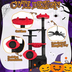 Outvita Halloween Large Cat Tree,53.1" Gothic Cat Tower with Padded Perch, Spacious Condo, Comfy Hammock, Scratching Post, Hanging Toy for Indoor Cats, Red & Black