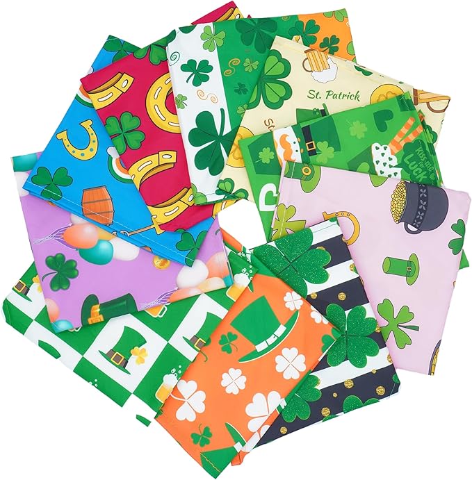 10PCS St.Patricks Day Dog Bandanas for Small XS Dogs Doggy Puppy Cats Triangle Bibs Scarves Boys and Girls Grooming Accessories