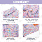 BEAUTYZOO Small Dog Sweater -Turtleneck Pullover Classic Cable Knit Fuzzy Winter Coat Dog Cold Weather Clothes for Small Medium Dogs Puppy Girl Boys(Rainbow Pink, S/M)
