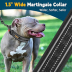 Mayerzon Martingale Collar for Medium Large Dogs, No Pull Dog Collar with Buckle, Soft Padded Reflective Martingale Dog Collar for Training Walking Outdoor(Black, L)