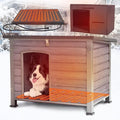 33.3’’ Heated Outdoor Dog House Weatherproof Insulated Dog Kennel with Metal Frame, Dog Shelter with Heating Pad, 6-Sided Insulated Liner and PVC Door Curtain for Winter (Grey)